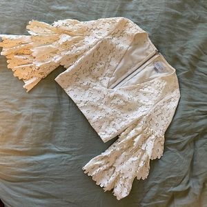 Saylor lace ruffle sleeve crop top